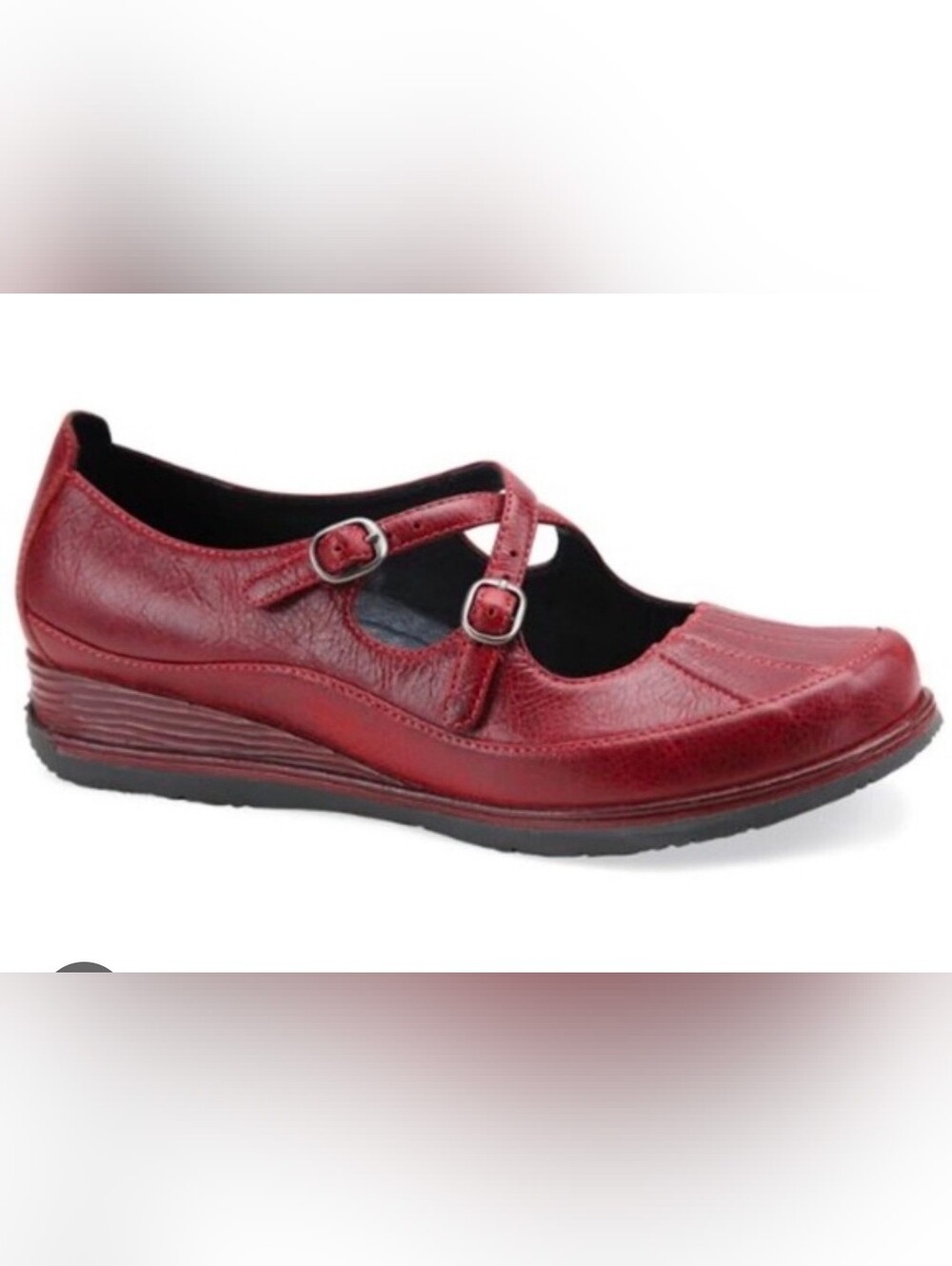 Dansko Women’s Red Leather Mary Jane Flats - Picture 2 of 4